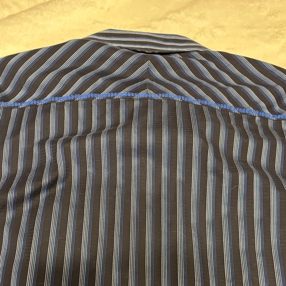 Men's Striped Button-Down Shirt in Blue and Black by Zagiri - Picture 10 of 11